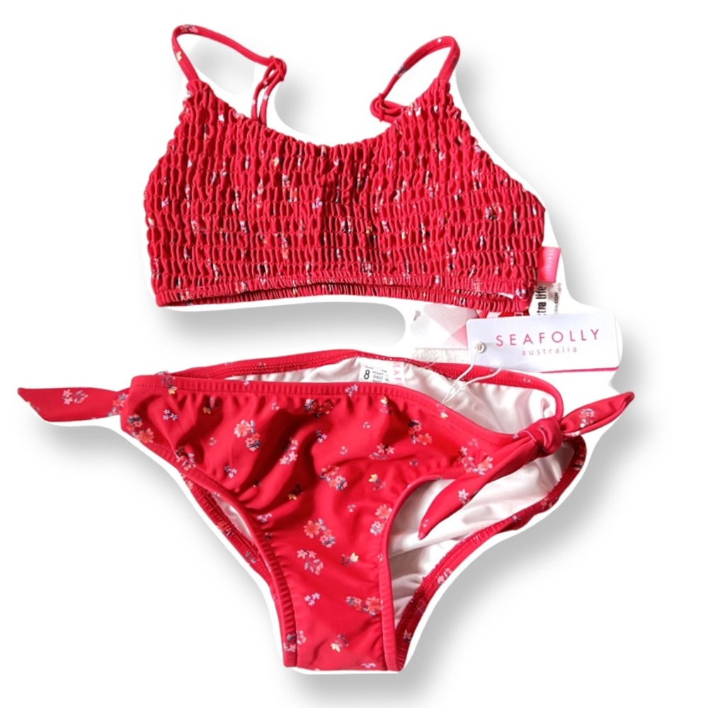 Seafolly Girls Itsy Bitsy Ditsy Shirred Mini Tube Tankini Set Size 4